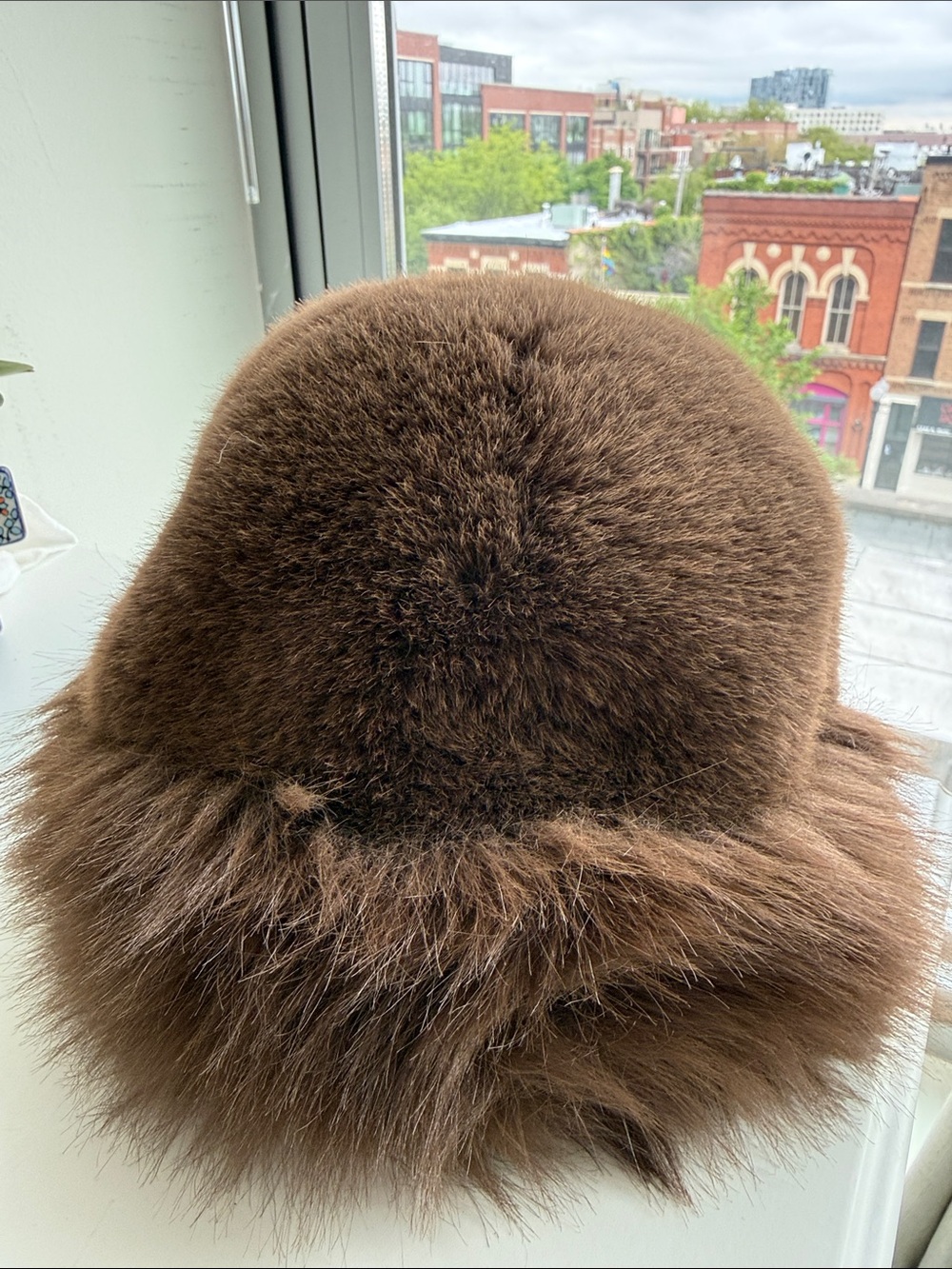 Brown Faux Fur Bucket Hat